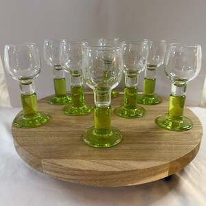 Bormioli Rocco Limoncino Green Stem Cordial Liqueur Shot Glasses Set of 8